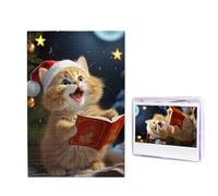 1000 puzzle in legno per adulti, puzzle con immagine difficile e personalizzata, con simpatico gatto che canta canti natalizi, divertente puzzle in legno, decorazione moderna per la casa, arte da