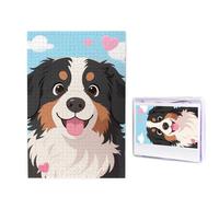1000 puzzle in legno per adulti, puzzle con immagine difficile e personalizzata, motivo cane bernese, cuori, divertente, decorazione moderna per la casa, arte da parete, regalo unico (74,9 x 50 cm)