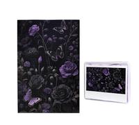 1000 puzzle in legno per adulti, puzzle con immagine difficile e personalizzata, motivo floreale scuro, farfalla, divertente, in legno, decorazione moderna per la casa, arte da parete, regalo unico
