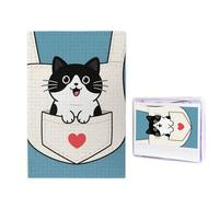 1000 puzzle in legno per adulti, puzzle con immagine difficile e personalizzata, simpatico gattino in tasca con jeans, divertente puzzle in legno, decorazione moderna per la casa, arte da parete
