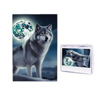 1000 puzzle in legno per adulti, puzzle con immagine difficile personalizzata con lupo sotto la luna, divertente puzzle in legno, decorazione moderna per la casa, arte da parete, regalo unico (74,9 x