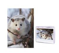 1000 puzzle in legno per adulti, puzzle con immagine difficile personalizzata con opossum sulla neve, divertente puzzle in legno, decorazione moderna per la casa, arte da parete, regalo unico (75 x 50