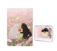 1000 puzzle in legno per adulti, puzzle con immagine difficile personalizzata, coppia di cuori e gatti, divertente puzzle in legno, decorazione moderna per la casa, arte da parete, regalo unico (74,9