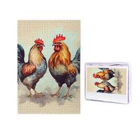 1000 puzzle in legno per adulti, puzzle con immagine difficile personalizzata, gallo e gallina, divertente puzzle in legno, decorazione moderna per la casa, arte da parete, regalo unico (74,9 x 50 cm)
