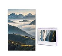 1000 puzzle in legno per adulti, puzzle con immagini difficili e personalizzate, con montagne nebbiose, divertente puzzle in legno, decorazione moderna per la casa, arte da parete, regalo unico (74,9