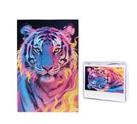 1000 puzzle in legno per adulti, puzzle con immagini difficili personalizzate, tigre blu e gialla, divertente puzzle in legno, decorazione moderna per la casa, arte da parete, regalo unico (74,9 x 50