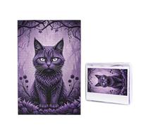 1000 puzzle in legno per adulti, puzzle difficili, personalizzati, con immagine di gatto gotico viola, divertente puzzle in legno, decorazione moderna per la casa, arte da parete, regalo unico (74,9 x