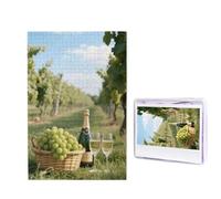 1000 puzzle in legno per adulti, puzzle difficili, personalizzati, con uva verde e vino, divertente puzzle in legno, decorazione moderna per la casa, arte da parete, regalo unico (74,9 x 50 cm)