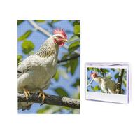 1000 puzzle in legno per adulti, puzzle difficili personalizzati, immagine di pollo su un ramo, divertente puzzle in legno, decorazione moderna per la casa, arte da parete, regalo unico (74,9 x 50 cm)