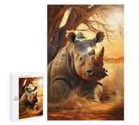 1000 puzzle per adulti a forma di rinoceronte maestoso, giochi rilassanti, taglio di precisione, regali unici per compleanno e Natale, 1000 pezzi