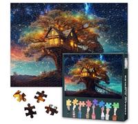 1000 puzzle per adulti casa sull'albero Jigsaw puzzle per adulti decorazione da parete casa sull'albero con bella vista sul cielo notturno, puzzle intelligenza come regali amici 50 cm x 70 cm