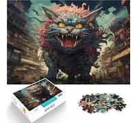 1000 puzzle per adulti un gatto oversize una città caotica puzzle con lista dei desideri e Babbo Natale, adatto per bambini e ragazzi dai 14 anni in su, 26 x 38 cm