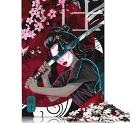 1000 puzzle quadrati creativi con guerriere geishe con spada e fiori di ciliegio per adulti, puzzle di carta, giochi di sfida unici 38x26 cm/1000 pezzi