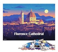 1000 puzzle quadrati creativi con illustrazione del paesaggio urbano della cattedrale di Firenze, Italia, per adulti, puzzle in legno, giochi di sfida unici, 1000 pezzi (75x50 cm)