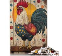 1000 puzzle quadrati creativi con pittura di galli colorati per adulti, puzzle in legno, giochi di sfida unici, 1000 pezzi (75x50 cm)