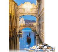 1000 puzzle quadrati creativi del Ponte dei Sospiri di Venezia per adulti, puzzle in legno, giochi di sfida unici, 1000 pezzi (75x50 cm)