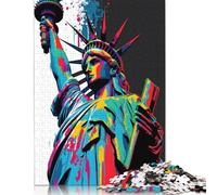 1000 puzzle quadrati creativi della Statua della Libertà USA per adulti, puzzle in legno, giochi di sfida unici 38x26 cm/1000 pezzi