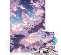 1000 puzzle teenager Pieces Jigsaw Puzzle Sleeping Fennec Fox pädagogische Herausforderung mit passendem Poster und Quizblatt52x38cm