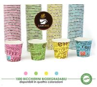 1000 pz BICCHIERE DI CARTA PER CAFFè TEAM BIO 75 ML CAFFè BICCHIERINI COLORATI