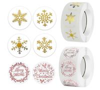 1000 Pz Etichette Adesive Natalizie Rotondo Carta Adesivi Decorativi Sigillo Chiudi Busta Fiocco di Neve Buon Natale Decorazione per Scrapbooking Diario Album Cartolina d’auguri
