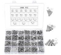1000 Pz M3 M4 M5 Kit Bulloni e Dadi e Rondelle, Set di Viti Bulloni e Dadi a Testa Cilindrica a Croce, Vite a Testa Bottone Croce, Kit di Bulloni Viti a Testa a Croce in Acciaio Inossidabile