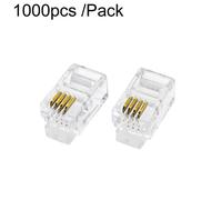 1000 pz/pacco 2-Pronged Placcato Oro 4P4C Telefono Teste di Cristallo 4 Core Cor