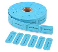 1000 rotoli di etichette di valore blu, 50 x 25 mm | Etichette per cibo e bevande per feste, matrimoni, bar, carnevale, club ed eventi, perforate e facili da strappare
