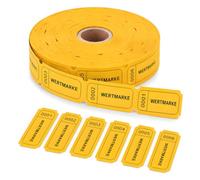 1000 rotoli di etichette di valore, colore giallo, 50 x 25 mm | Etichette per cibo e bevande per feste, matrimoni, bar, carnevale, club ed eventi, perforate e facili da strappare