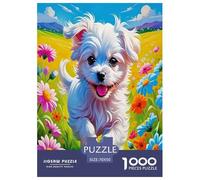 1000 Teile maltesisch Puzzles Lernspiel Spielzeug Wohnungsdekoration Anspruchsvolles Netter Hund Puzzle Für Damen, Herren, Kinder Ab 14 Jahren 70x50cm/1000pcs