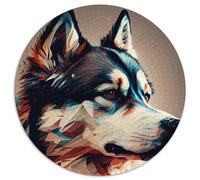 1000-teiliges Puzzle, abstrakter Husky-Hund, rundes Puzzle, 1000 Teile, Geburtstagsgeschenkidee, anspruchsvolles Denkspiel, 1000 Teile (67,5x67,5cm)