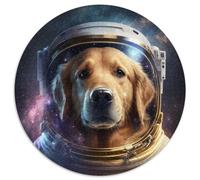 1000-teiliges Puzzle, Astronaut, Golden Retriever, rundes 1000-teiliges Puzzle, anspruchsvolles Denkspiel für Teenager, Spaß für den Spieleabend mit der Familie, 1000 Teile (67,5x67,5cm)