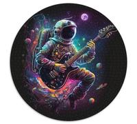 1000-teiliges Puzzle Astronaut spielt Gitarre, runde Papppuzzles entwickeln Hand-Auge-Koordinationsfähigkeiten, perfekt als Geburtstagsgeschenk, 1000 Stück (67,5x67,5cm)