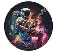 1000-teiliges Puzzle Astronaut spielt Gitarre,runde Puzzles 1000 Teile für Erwachsene zum Entspannen und Herausfordern,farbenfrohe Kunst zur Heimdekoration,ideales Geschenk für Freunde,(67,5x67,5cm)
