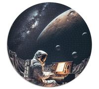 1000-teiliges Puzzle Astronaut spielt Klavier, runde Puzzles 1000 Teile für Erwachsene, perfekt für Familienspaß, Partyspiele, Gastgeschenke für Geburtstagspartys, 1000 Stück (67,5x67,5cm)