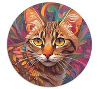 1000-teiliges Puzzle, Bengalkatze, rund, 1000 Teile, für Erwachsene, zum Entspannen und Herausfordern, farbenfrohe Kunst zur Heimdekoration, ideales Geschenk für Freunde, 1000 Teile (67,5x67,5cm)