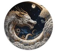 1000-teiliges Puzzle Brave Dragon, rundes Puzzle mit 1000 Teilen, perfekte Dekoration für Zuhause oder das Büro, ideales Weihnachtsgeschenk, 1000 Teile (67,5x67,5cm)