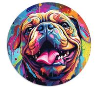 1000-teiliges Puzzle Bulldog,farbenfrohes,psychedelisches rundes Puzzle mit 1000 Teilen für Erwachsene,perfekt für Familienspaß,Partyspiele,Gastgeschenke für Geburtstagsfeiern,1000 Stück (67,5x67,5cm)