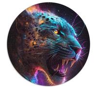 1000-teiliges Puzzle, bunter schwarzer Leopard, rundes 1000-teiliges Puzzle, anspruchsvolles Denkspiel für Teenager, Spaß für den Spieleabend mit der Familie, 1000 Teile (67,5x67,5cm)