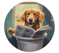 1000-teiliges Puzzle Corgi liest Zeitung, runde Papppuzzles entwickeln Hand-Auge-Koordinationsfähigkeiten, perfekt als Geburtstagsgeschenk, 1000 Stück (67,5x67,5cm)