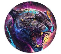 1000-teiliges Puzzle Der aufgeregte Panther, 1000-teiliges rundes Puzzle-Geschenk, perfekt für Teenager und Sammler, ideale Heimdekoration und Reisegeschenk, 1000 Teile (67,5x67,5cm)