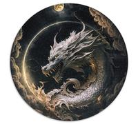 1000-teiliges Puzzle Drache, rund, 1000 Teile, für Erwachsene, zum Entspannen und Herausfordern, farbenfrohe Kunst zur Heimdekoration, ideales Geschenk für Freunde, 1000 Teile (67,5x67,5cm)