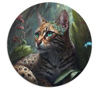 1000-teiliges Puzzle, Dschungel-Bengalkatze, rundes Puzzle mit 1000 Teilen, perfekte Dekoration für Zuhause oder das Büro, ideales Weihnachtsgeschenk, 1000 Teile (67,5x67,5cm)