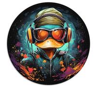1000-teiliges Puzzle, Ente mit Kopfhörern, 1000-teiliges rundes Puzzle für Erwachsene, Denksportaufgabe, Spiel für Erwachsene, interaktive Familienaktivität, 1000 Teile (67,5x67,5cm)