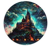 1000-teiliges Puzzle Fantasieschloss bei Nacht, rundes Puzzle, 1000 Teile, Geburtstagsgeschenkidee, anspruchsvolles Denkspiel, 1000 Teile (67,5x67,5cm)