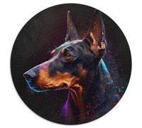 1000-teiliges Puzzle, Fantasy-Dobermann-Pinscher, runde Papppuzzles, entwickelt Hand-Auge-Koordinationsfähigkeiten, perfekt als Geburtstagsgeschenk, 1000 Stück (67,5x67,5cm)