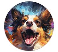 1000-teiliges Puzzle, farbenfrohe Kunst, psychedelischer Hund, rundes Puzzle mit 1000 Teilen, perfekte Dekoration für Zuhause oder das Büro, ideales Weihnachtsgeschenk, 1000 Teile (67,5x67,5cm)