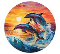 1000-teiliges Puzzle, farbenfroher Kunst-Delfin, rundes Puzzle mit 1000 Teilen, perfekte Dekoration für Zuhause oder das Büro, ideales Weihnachtsgeschenk, 1000 Teile (67,5x67,5cm)
