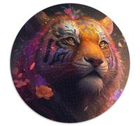 1000-teiliges Puzzle, farbenfroher Tiger, runde Papppuzzles, fördert die Hand-Auge-Koordination, perfekt als Geburtstagsgeschenk, 1000 Stück (67,5x67,5cm)