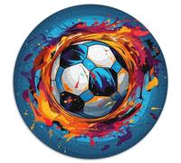 1000-teiliges Puzzle, farbenfrohes Fußball-Puzzle, rund, 1000 Teile für Erwachsene, perfekt für Familienspaß, Partyspiele, Geburtstagsparty-Geschenke, 1000 Stück (67,5x67,5cm)