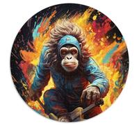 1000-teiliges Puzzle,farbenfrohes Gemälde,Affe,rund,1000 Teile,für Erwachsene,zum Entspannen und Herausfordern,farbenfrohe Kunst zur Heimdekoration,ideales Geschenk für Freunde,(67,5x67,5cm)